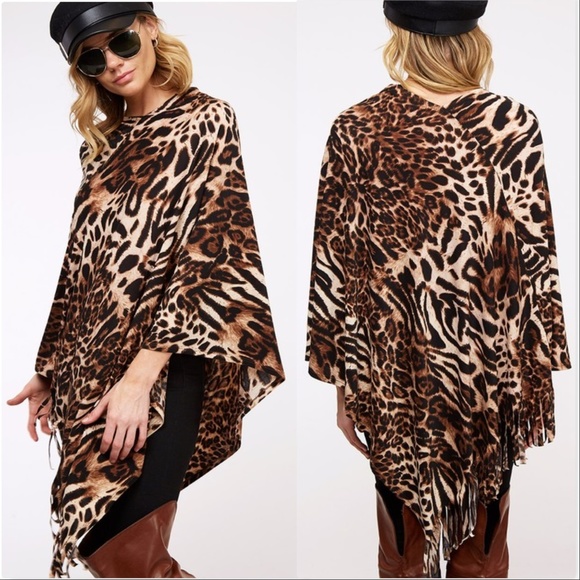 TOP ANIMAL PRINT PONCHO - Picture 3 of 3